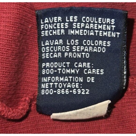Tommy Hilfiger V Neck Sweater Mens XXL Logo Pull Over Red Striped Arm Vintage Bl - Picture 7 of 10